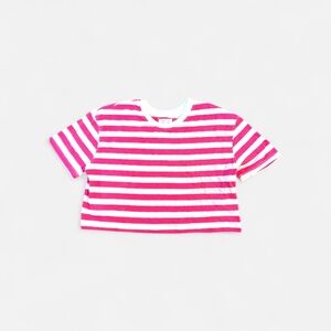 Jolie & Joy Womens Junior Pink And White Stripe Short Sleeve Tee Size Large